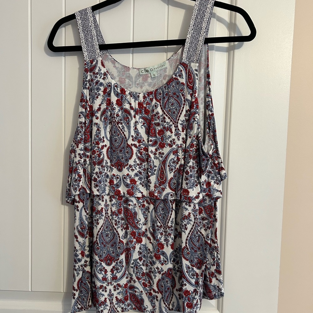 Cleo Paisley Tank Top - Red and Blue